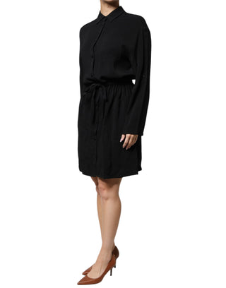 Emporio Armani Black Viscose Long Sleeves A-line Mini Dress - Ginchy