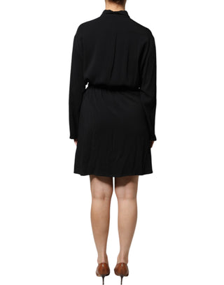 Emporio Armani Black Viscose Long Sleeves A-line Mini Dress - Ginchy