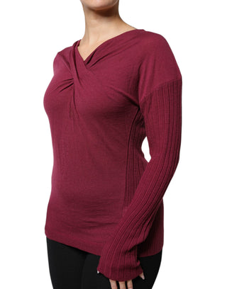 Roberto Cavalli Maroon Jumper Keyhole Knit Pullover Sweater - Ginchy