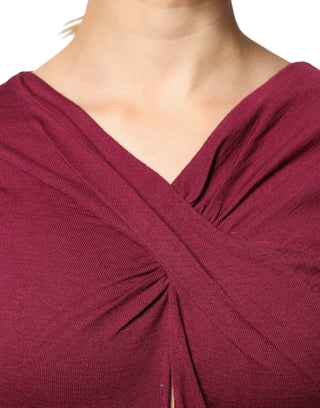 Roberto Cavalli Maroon Jumper Keyhole Knit Pullover Sweater - Ginchy