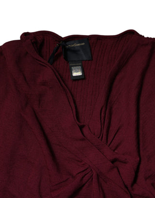 Roberto Cavalli Maroon Jumper Keyhole Knit Pullover Sweater - Ginchy