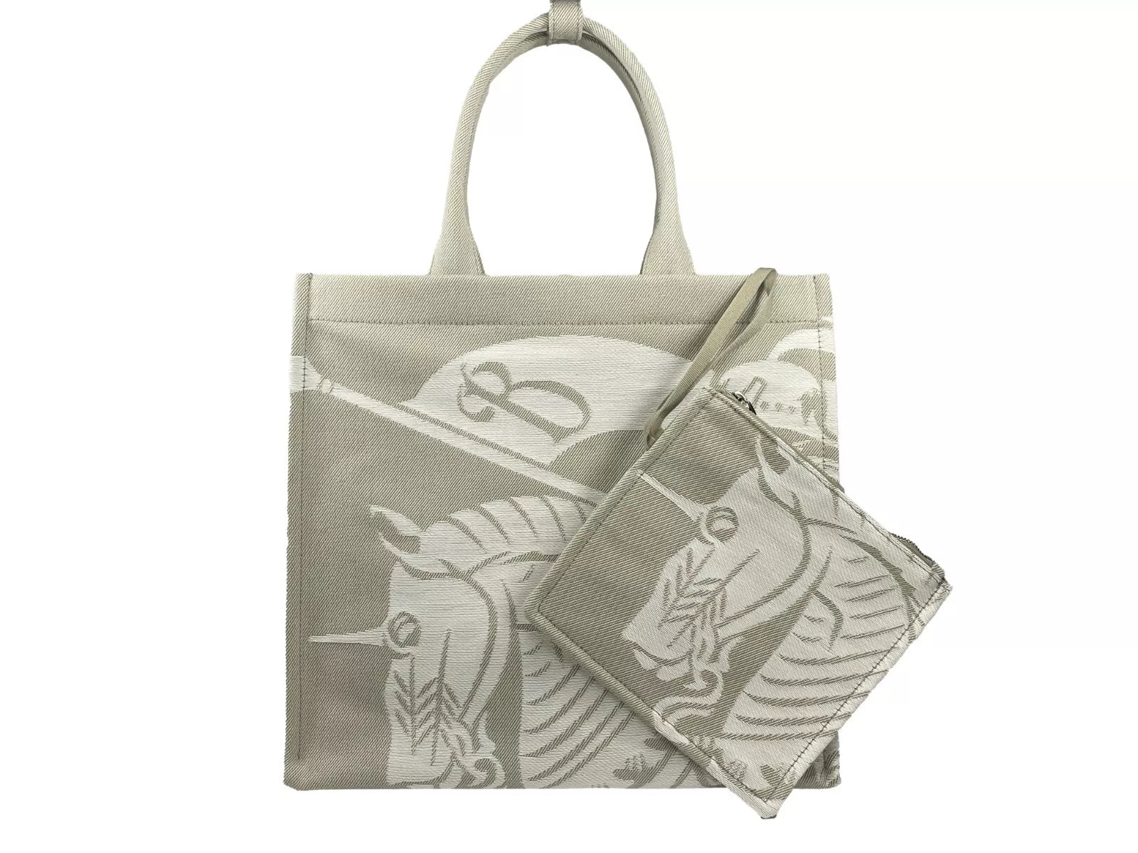 Burberry EKD Canvas Tote Bag With Coin Pouch Beige - Ginchy