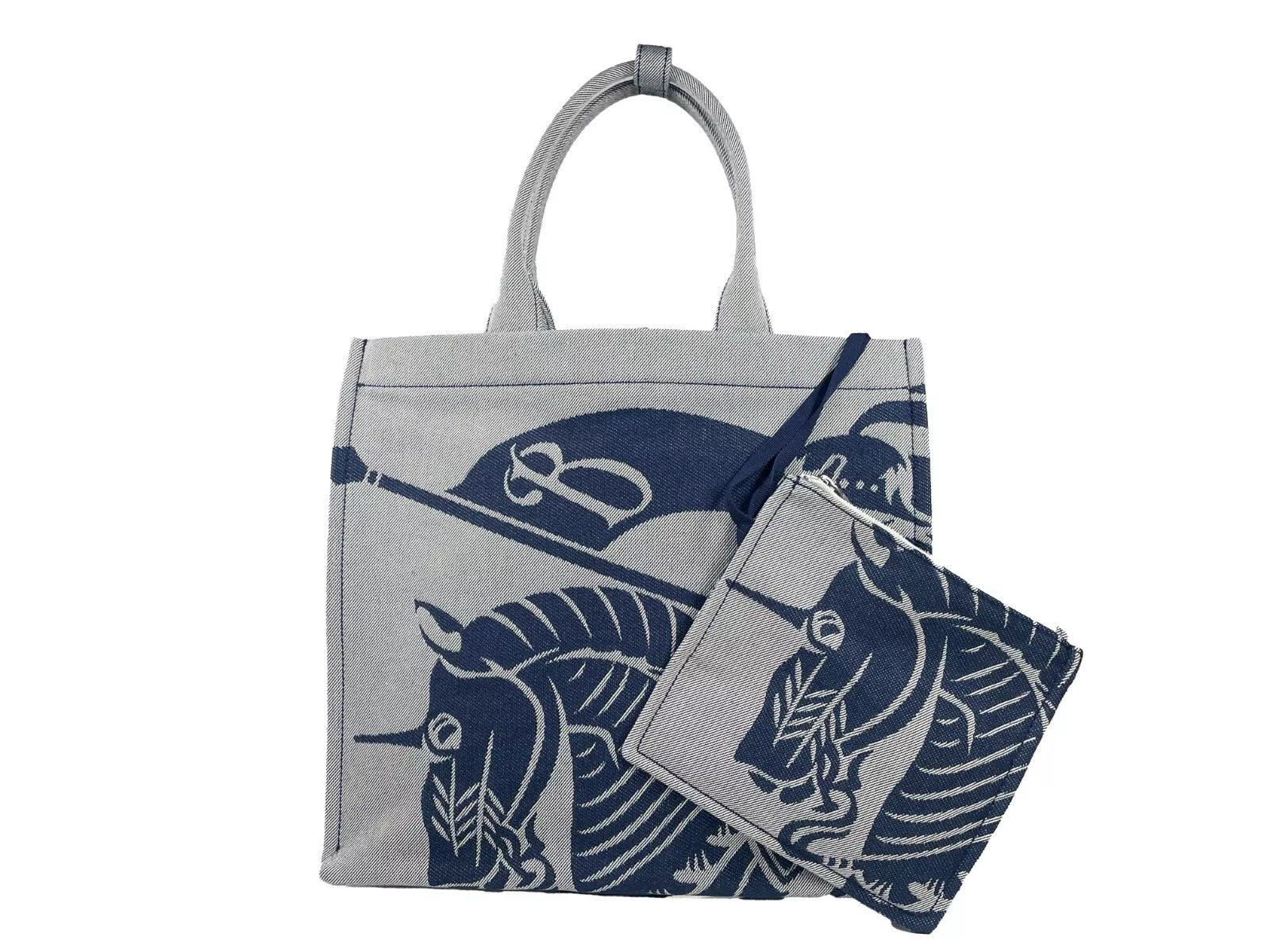 Burberry Navy EKD Canvas Tote Bag With Coin Pouch - Ginchy