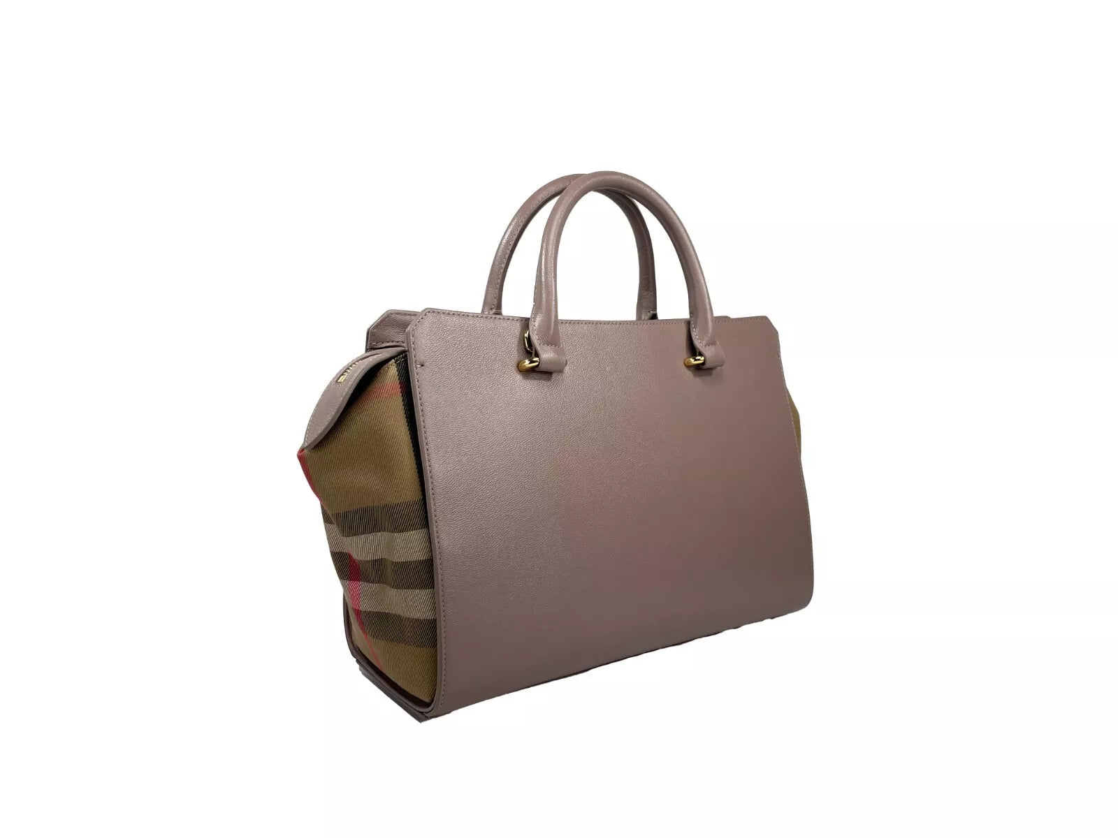 Burberry Small Banwell Leather Tote Bag Purse Grey Mink - Ginchy