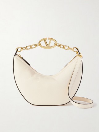 Valentino Garavani Ivory Leather Small Hobo Vlogo Shoulder Bag - Ginchy