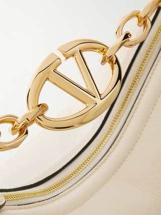 Valentino Garavani Ivory Leather Small Hobo Vlogo Shoulder Bag - Ginchy