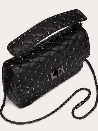 Valentino Garavani Black Nappa Leather Medium Rockstudt Spike Bag - Ginchy