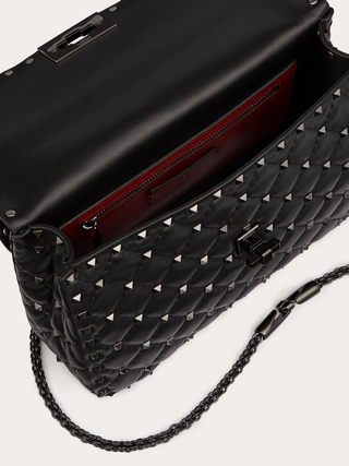 Valentino Garavani Black Nappa Leather Medium Rockstudt Spike Bag - Ginchy