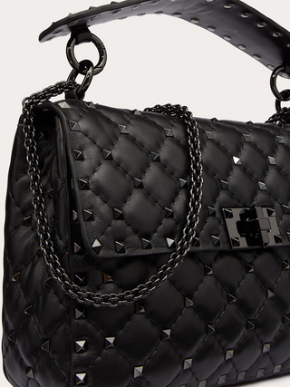 Valentino Garavani Black Nappa Leather Medium Rockstudt Spike Bag - Ginchy