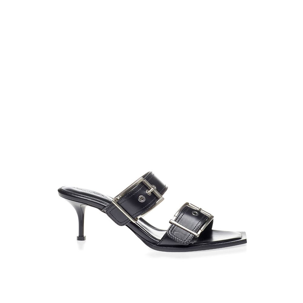 Alexander McQueen Elevate Your Steps in Timeless Black Leather Sandals - Ginchy