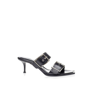 Alexander McQueen Elevate Your Steps in Timeless Black Leather Sandals - Ginchy