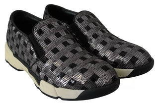 PINKO Silver Black Slip-on Sequence Design Sneakers Shoes - Ginchy