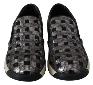 PINKO Silver Black Slip-on Sequence Design Sneakers Shoes - Ginchy