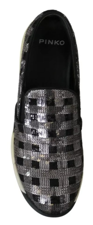PINKO Silver Black Slip-on Sequence Design Sneakers Shoes - Ginchy