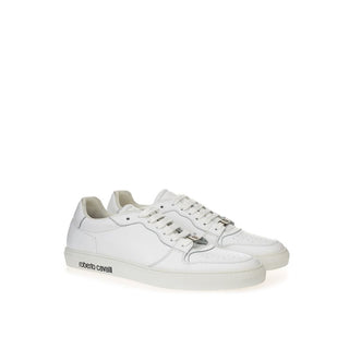 Roberto Cavalli White Leather Sneakers Luxe Footwear - Ginchy