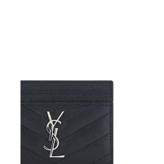 Saint Laurent Quilted Calfskin Black Leather Card Holder