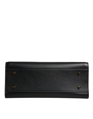 Versace Black Leather Large Crossbody Tote Bag