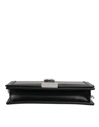 Versace Black Calfskin Leather Chain Strap Crossbody Bag