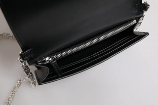 Versace Black Calfskin Leather Chain Strap Crossbody Bag