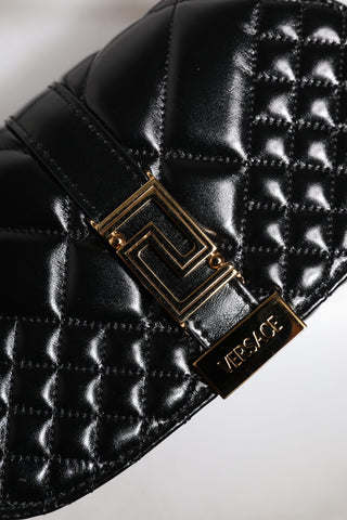 Versace Black Calfskin Quilted Shoulder Strap Bag