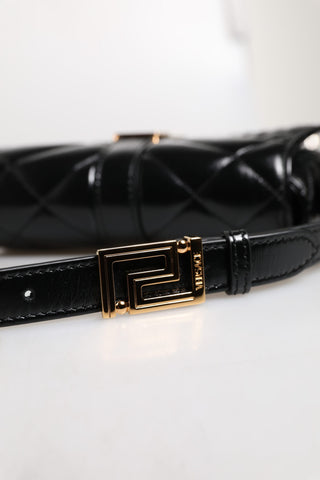 Versace Black Calfskin Quilted Shoulder Strap Bag