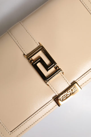 Versace Beige Calf Leather Chain Crossbody Bag