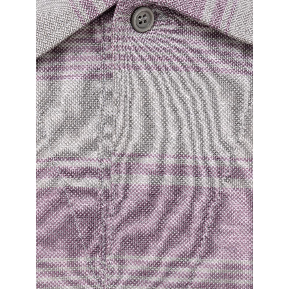 Canali Gray Cotton Polo Shirt - Ginchy