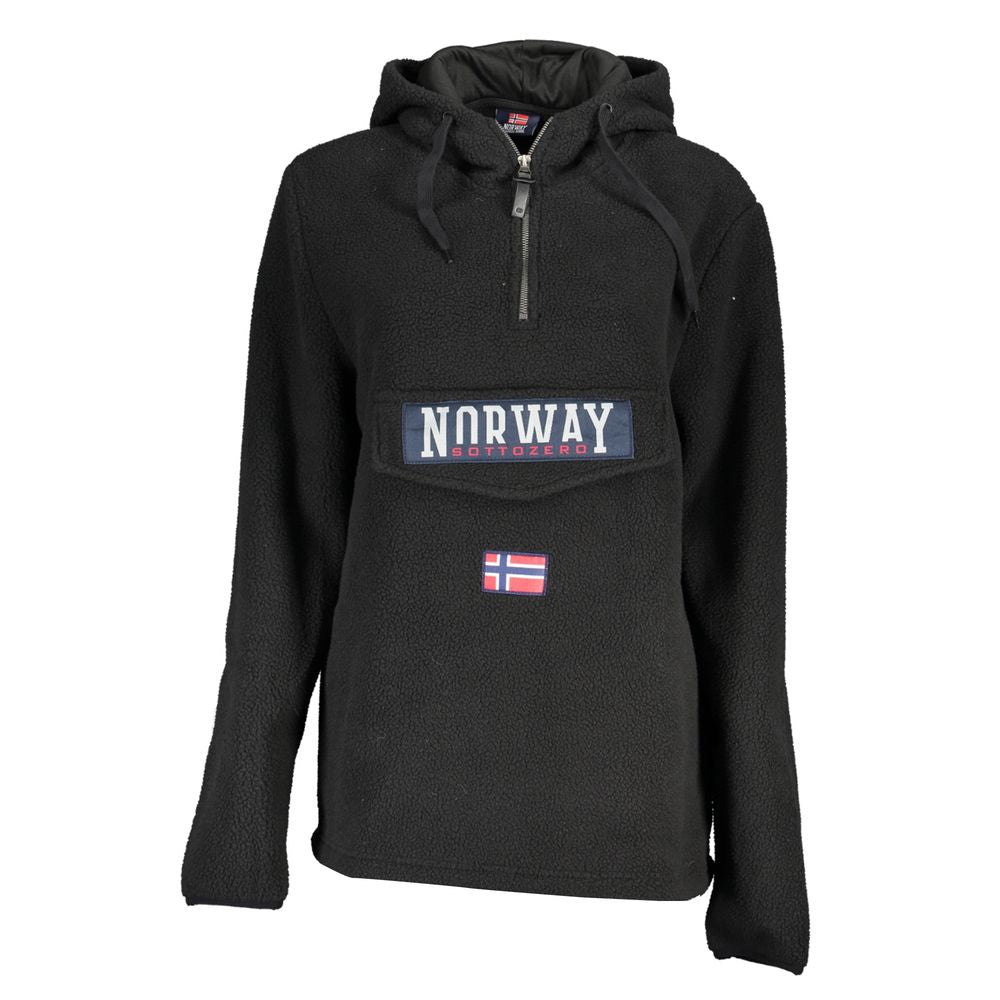 Norway 1963 Elegant Black Half Zip Hooded Sweatshirt - Ginchy