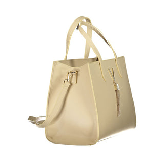 Mario Valentino Beige Polyethylene Handbag with Adjustable Strap