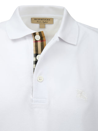 Burberry White Cotton Collared Polo Shirt - Ginchy