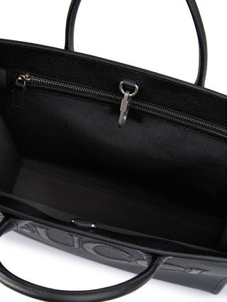 Gucci Black Leather Medium Tote Bag with Logo