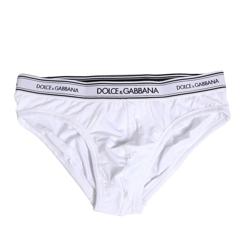 Dolce & Gabbana White Cotton Stretch Regular Brief Underwear