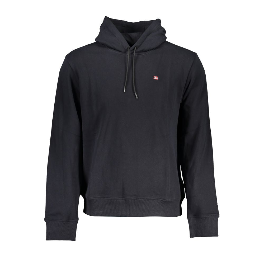 Napapijri Sleek Black Cotton Hooded Sweatshirt - Ginchy
