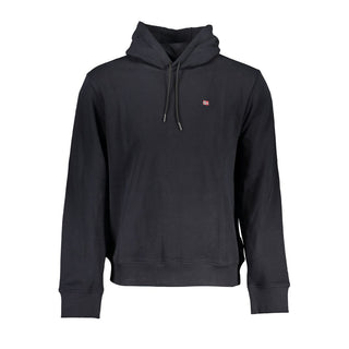 Napapijri Sleek Black Cotton Hooded Sweatshirt - Ginchy