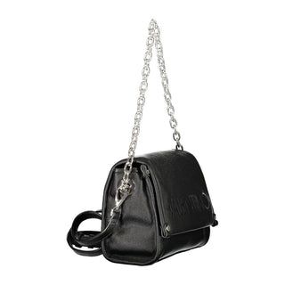 Mario Valentino Black Recycled Handbag with Chain Handle and Adjustable Straps