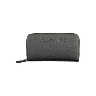 Mario Valentino Recycled Black Wallet with 6 Compartments and Zip Closure