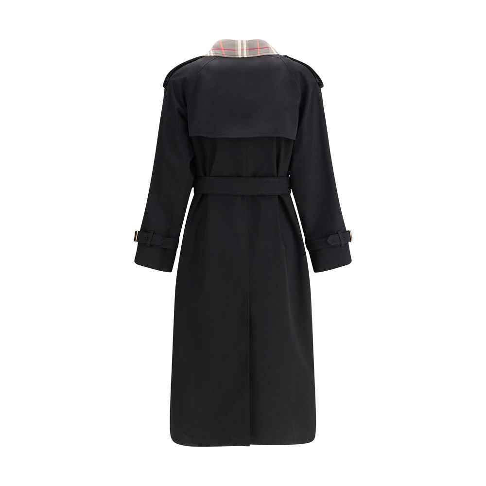 Burberry Castleford long Trench Coat with Check collar