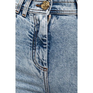 Balmain Blue Cotton Women's High-Waisted Jeans