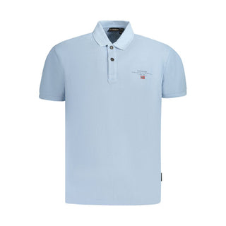 Napapijri Light Blue Cotton Men Polo Shirt - Ginchy