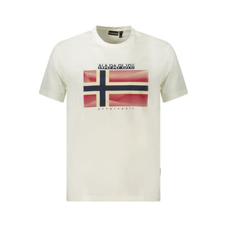 Napapijri White Cotton Men T-Shirt - Ginchy