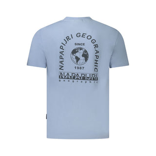 Napapijri Light Blue Cotton Men T-Shirt - Ginchy