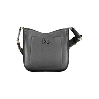 Ralph Lauren Black Leather Shoulder Handbag with Snap Closure