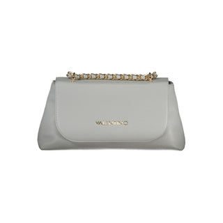 Mario Valentino Gray Shoulder Bag with Clip Closure and Internal Pockets