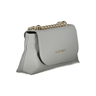 Mario Valentino Gray Shoulder Bag with Clip Closure and Internal Pockets