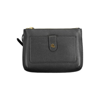 Ralph Lauren Adjustable Black Leather Handbag with Pockets