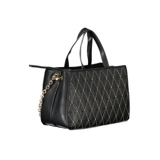 Mario Valentino Black Polyethylene Handbag with Versatile Straps and Multiple Compartments