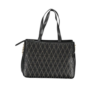Mario Valentino Chic Black Polyethylene Handbag with Chain and Adjustable Strap
