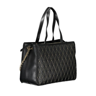 Mario Valentino Chic Black Polyethylene Handbag with Chain and Adjustable Strap