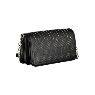 Mario Valentino Black Adjustable Chain Handbag with Multiple Compartments