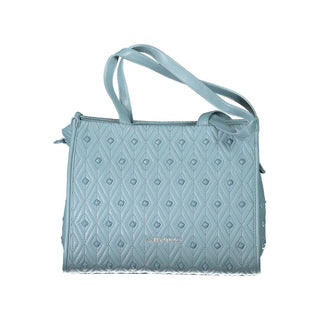 Mario Valentino Blue Polyester Handbag with Adjustable Strap